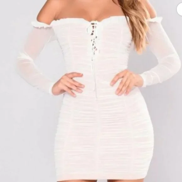fashion nova maura mesh dress white Brand new Maura Mesh Dress, size XS -Tags still